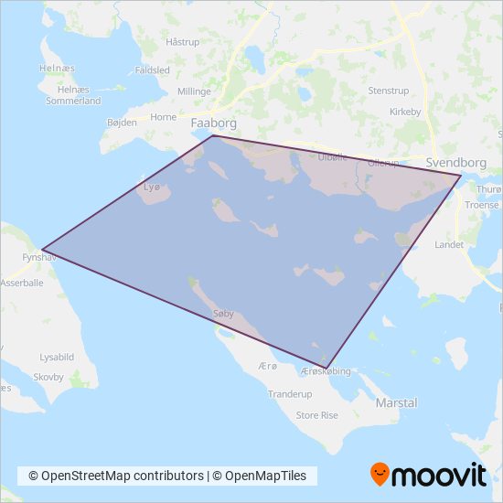 Ærøfærgerne coverage area map
