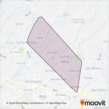 Transportes Barveños, LTDA coverage area map