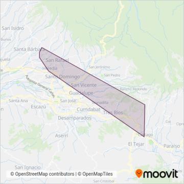Transportes Otto y Eladio Leiva Campos, S.A. coverage area map