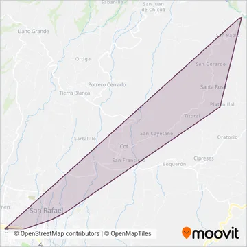 Empresa de Transportes Arias y Brenes S.A. coverage area map