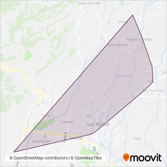 Buses Metropoli S.A. coverage area map