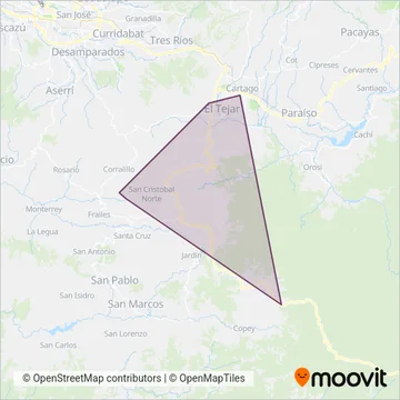 Transportes Ramirez y Calderón S.A. coverage area map