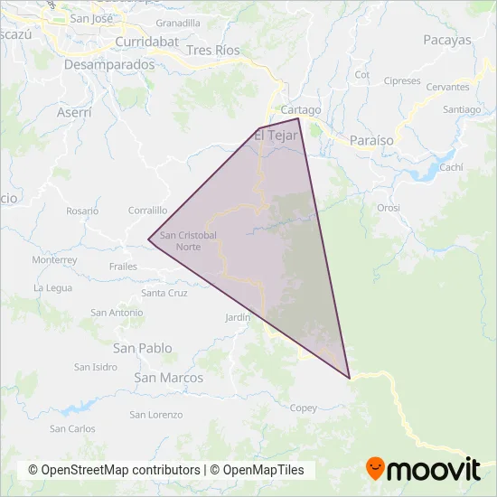 Transportes Ramirez y Calderón S.A. coverage area map
