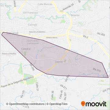 Autotransportes Zapote S.A. coverage area map