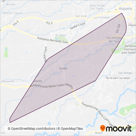 Mapa del área de cobertura de Empresa Villa Bonita S.A.