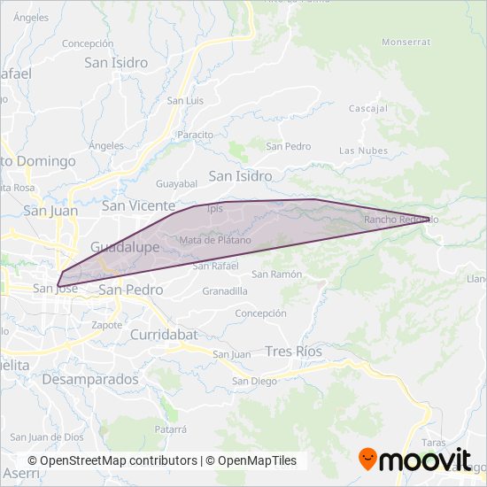 Corporación Autotransportes del Este S.A. coverage area map