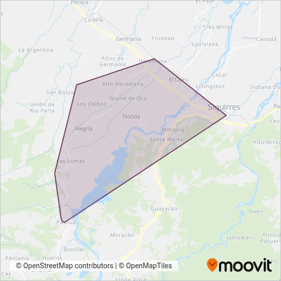 Transportes El Puma Pardo S.A. coverage area map