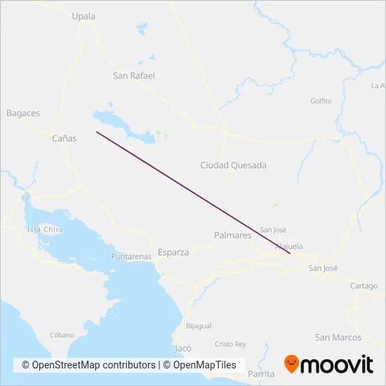 Autotransportes Tilarán S.A. coverage area map