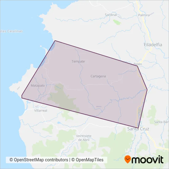 Transportes Folklórica Playa Potrero S.A. coverage area map