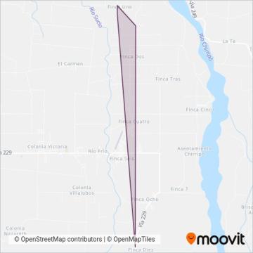 Mapa del área de cobertura de Servicio Interurbano C.S. Río Frío S.A.