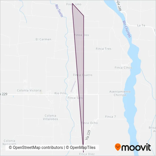Servicio Interurbano C.S. Río Frío S.A. coverage area map