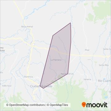 Mapa del área de cobertura de Transportes La Gloria Sociedad Anonima