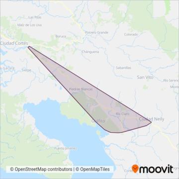 Mapa del área de cobertura de Servicentro Terraba Sociedad Anonima