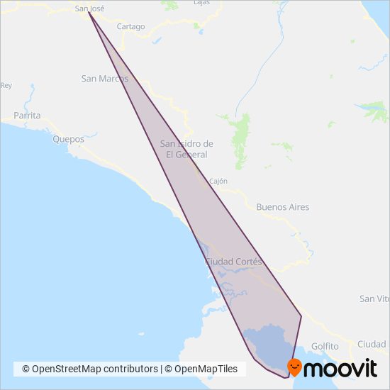 Mapa del área de cobertura de Autotransportes Blanco Lobo Sociedad Anonima