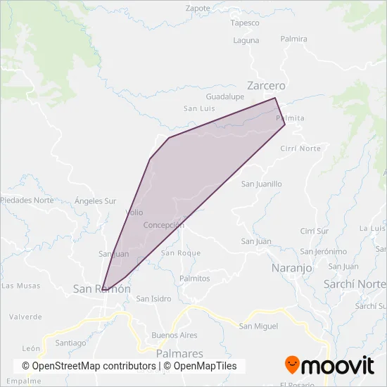 Autotransportes Mario Rojas E Hijos Limitada coverage area map