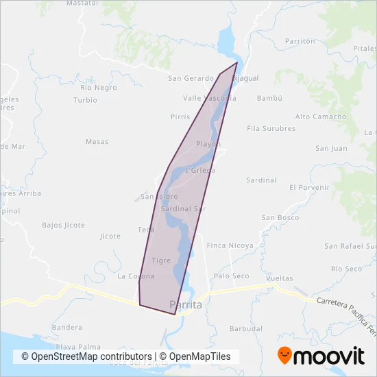 Autos Transporte Playon Rojas Arce Sociedad Anonima coverage area map