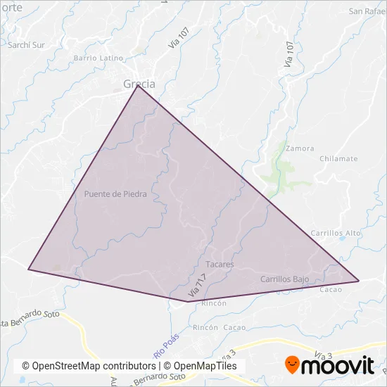 Transportes Unidos De Alajuela Grecia Y Naranjo Limitada coverage area map