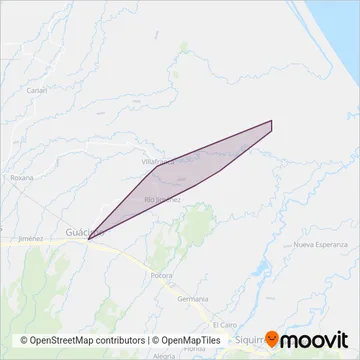 Empresa De Transportes A Guacimo coverage area map