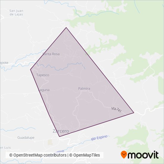 Mapa del área de cobertura de Transterrano Sociedad Anonima