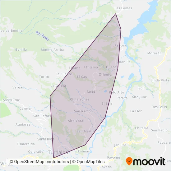 Transportes Rivera Sociedad De Responsabilidad Limitada coverage area map