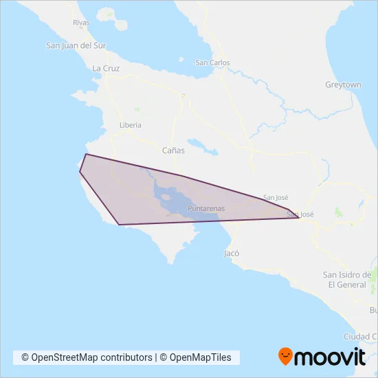 Transporte Inteligente de Guanacaste coverage area map
