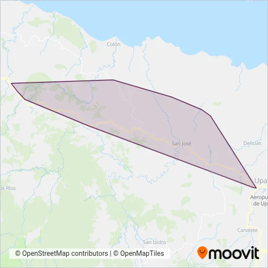 Auto Transportes Chavarria Meza, S.A coverage area map