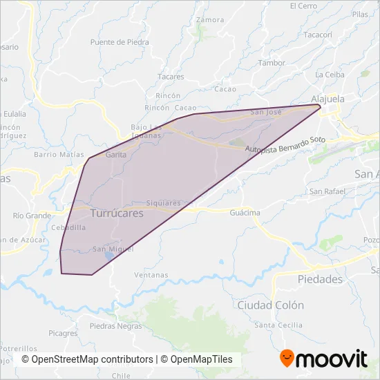 TRANSTUGA S.A. coverage area map