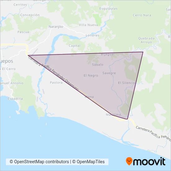 Transportes Blanco y Hernández coverage area map