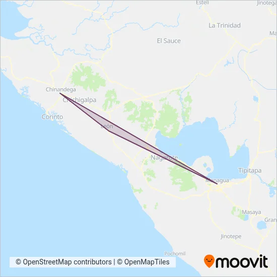 Nicabus Internacional S.A. coverage area map