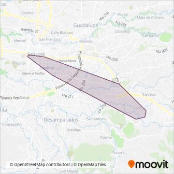 Mapa del área de cobertura de Autotransportes Raro S.A.