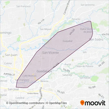 Autotransportes Moravia S.A. coverage area map
