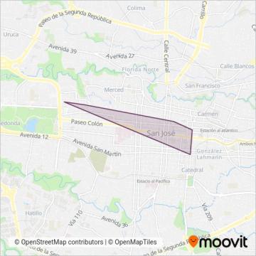 Autotransportes Sabana Cementerio S.A. coverage area map