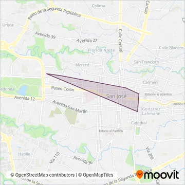 Autotransportes Sabana Cementerio S.A. coverage area map