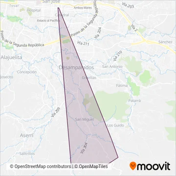 Buses San Miguel Higuito S.A. (BUSMI) coverage area map