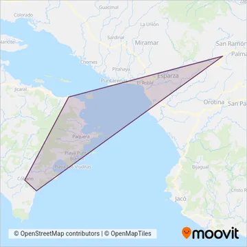 Transportes Cóbano S.A. coverage area map