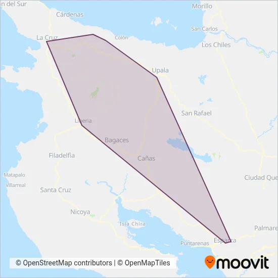 Transnorte de Upala coverage area map
