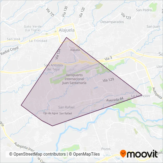 Autotransportes Cambronero Alfaro S. A (Transcambal) coverage area map