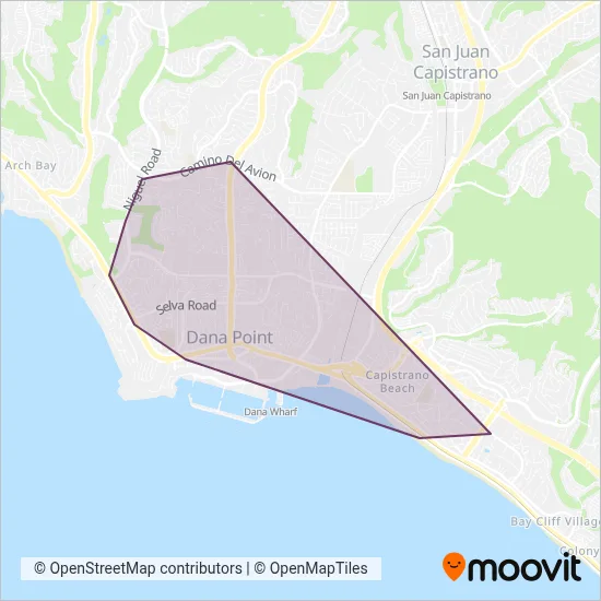Dana Point Trolley coverage area map