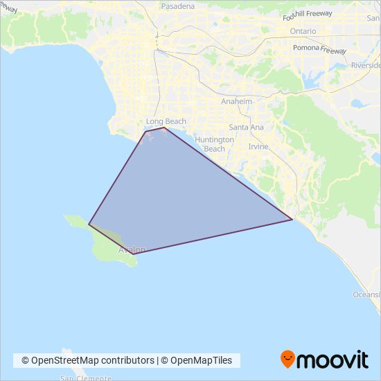 Mapa del área de cobertura de Catalina Express