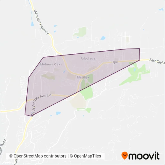 Ojai Trolley coverage area map