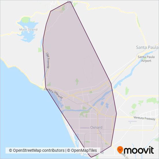 Mapa del área de cobertura de Gold Coast Transit District