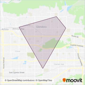 Glendora Shuttle coverage area map