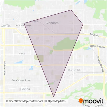 Glendora Shuttle coverage area map