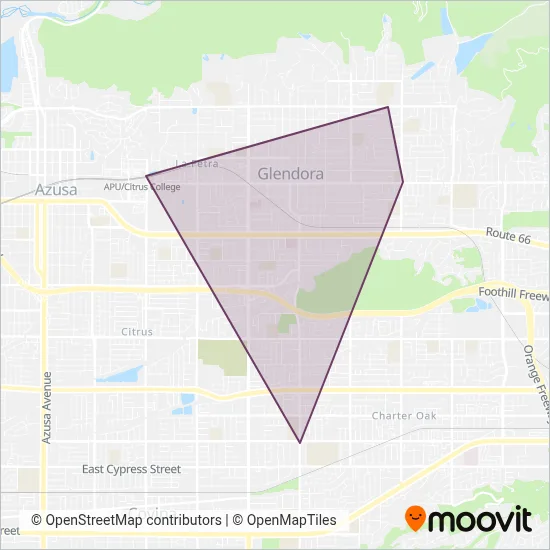 Glendora Shuttle coverage area map