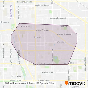 Cerritos on Wheels coverage area map