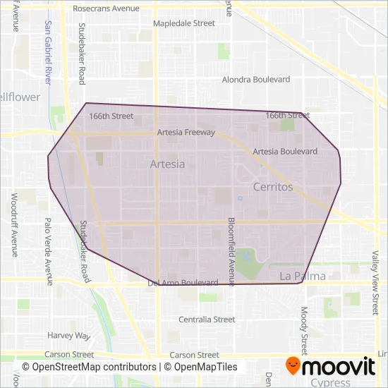 Cerritos on Wheels coverage area map
