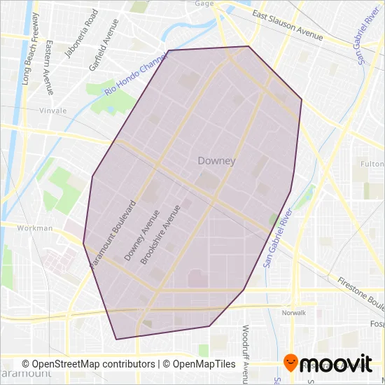 Downeylink Transit System coverage area map