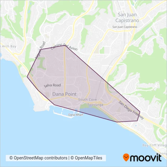 Dana Point Trolley (LAZ Parking) coverage area map