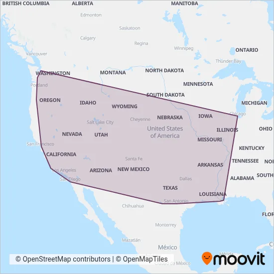 Amtrak coverage area map