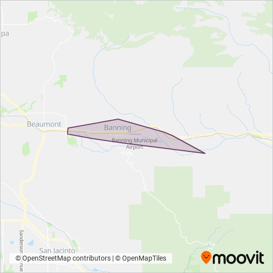 City of Banning Transit coverage area map